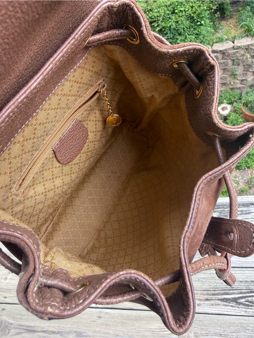 Gucci Suede Bamboo Mini Backpack Brown Leather Italy Vintage - Picture 11 of 17